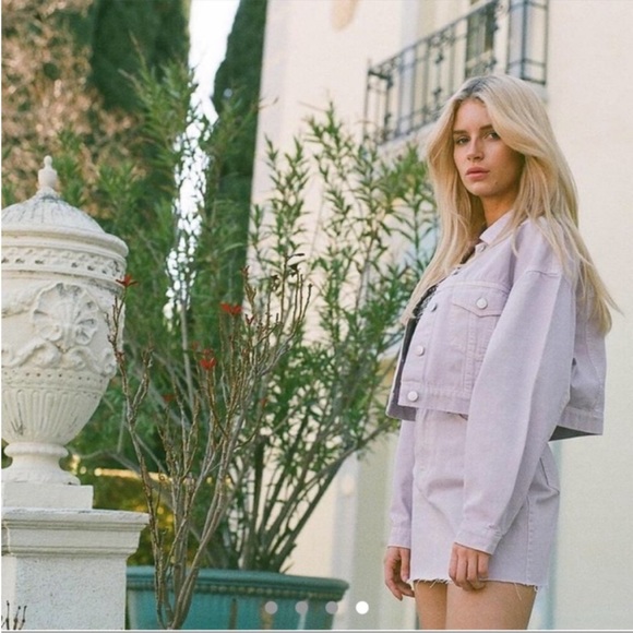Oversized light purple cropped jeans jacket - Picture 10 of 10
